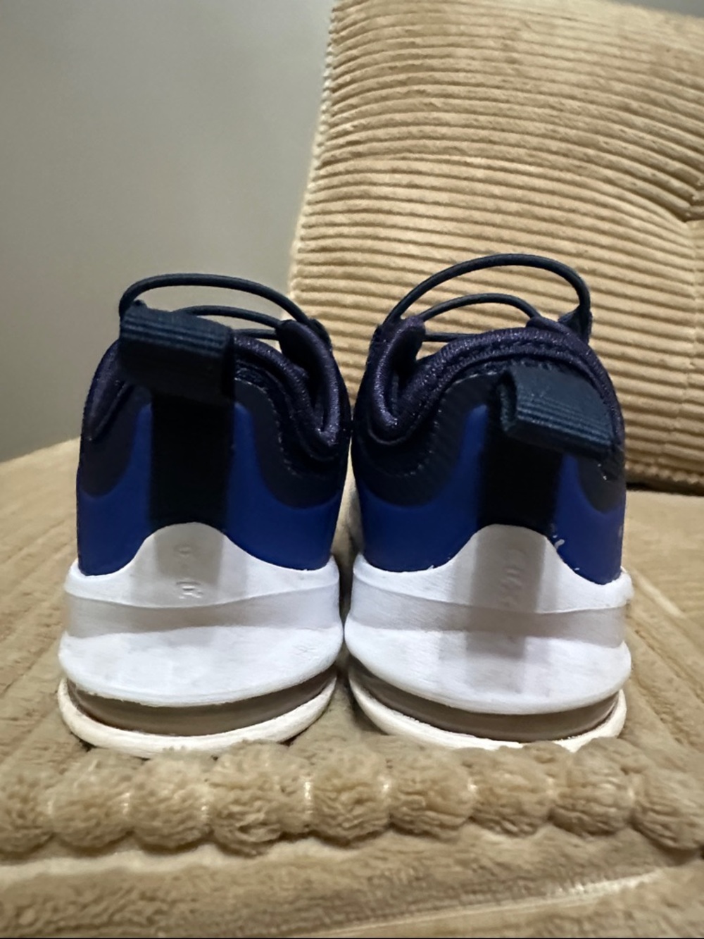 Nike Max Kids Blue & Navy Sneakers with Yellow Swoosh Slipon no tie size 8C - Picture 3 of 7